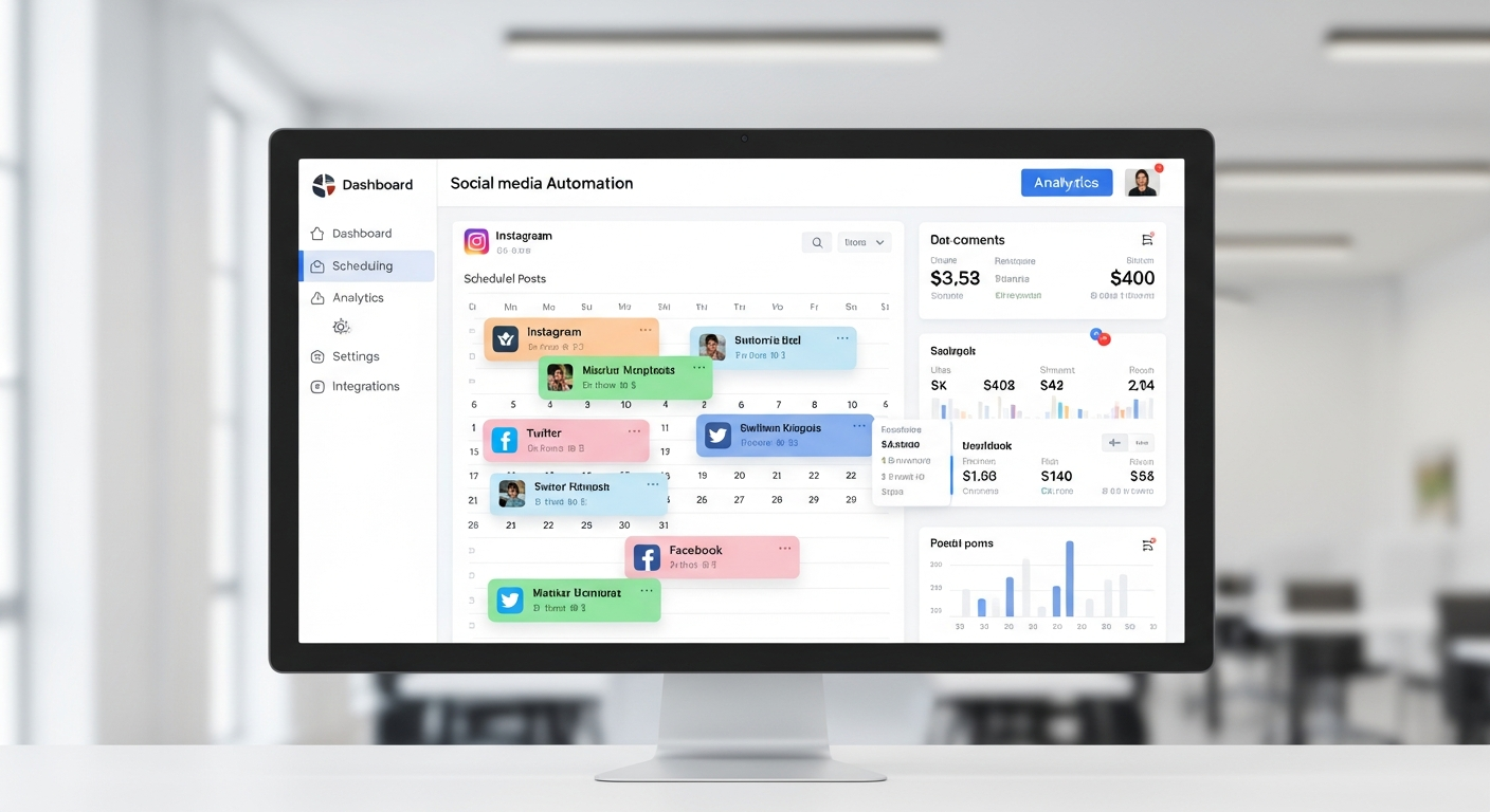 Dashboard showing social media automation